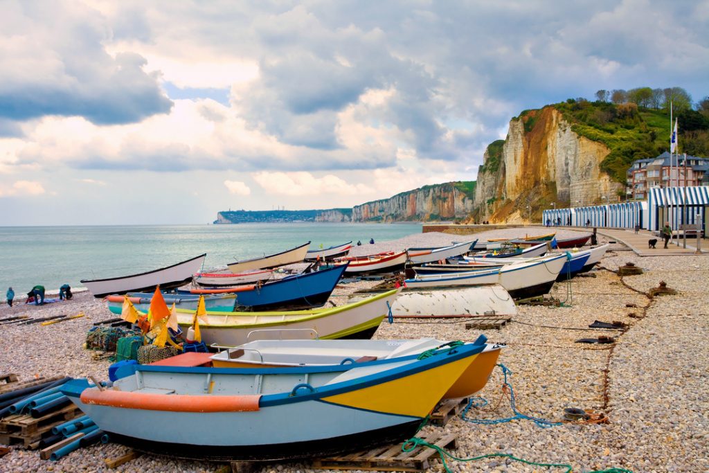 Plage de Yport, ville entre terre et mer près d'Etretat en Normandie